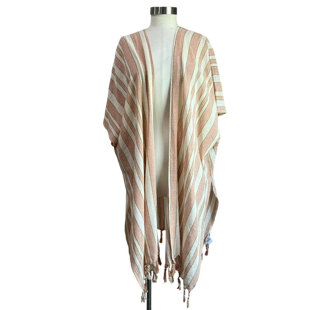 Rays for Days Coco Cabana Striped Cotton Kimono Coverup OS Resort